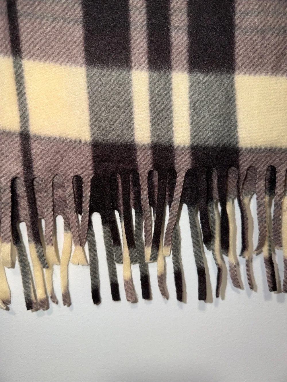 happy scarf polyester black brown beige plaid fringe unisex scarf